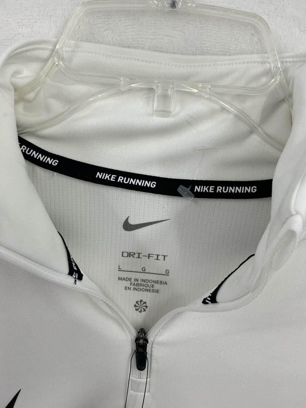 Nike White Women's Long-Sleeve Quarter-Zip Top with Black 818 Swoosh - Picture 3 of 6